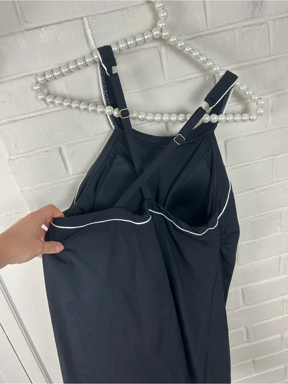 NWT Lands’ End Petite High Neck Swim Dress Swimsuit Size 12P FLAW